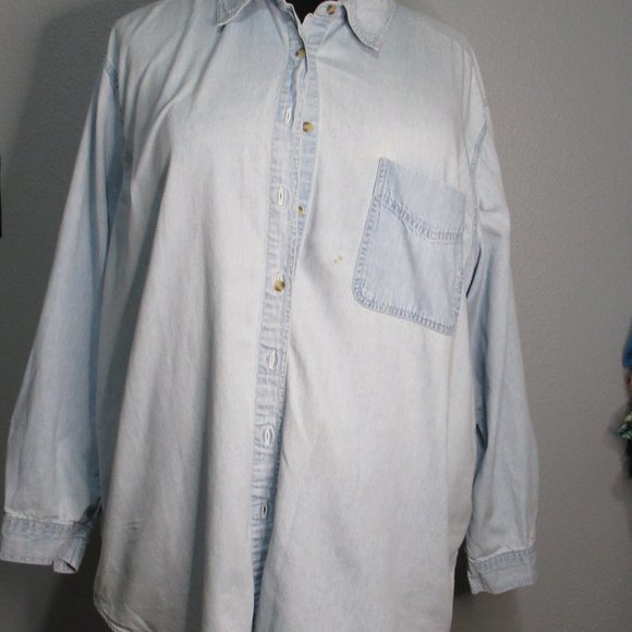 Chambray Boyfriend Button-down Top - Picture 1 of 7